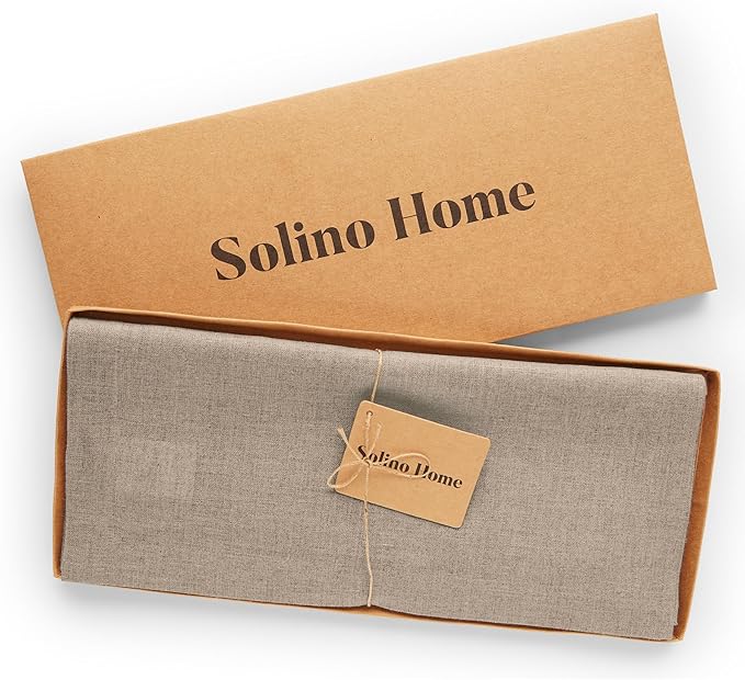 Solino Home Linen Natural Table Runner 144 Inches Long - 100% Pure Linen Extra Long Table Runner 14 x 144 Inch for Fall, Autumn, Thanksgiving - Fete