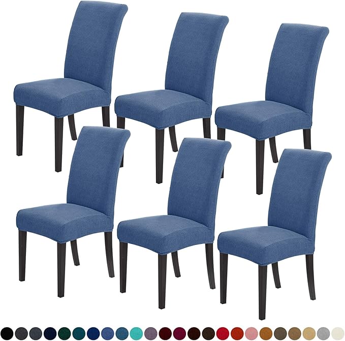 Joccun Chair Covers for Dining Room Set of 6, Dining Chair Slipcovers Stretch Dining Room Chair Covers Seat Protector,Washable Parsons Chair Cover for Home,Banquet(Riverside,6 Pack)