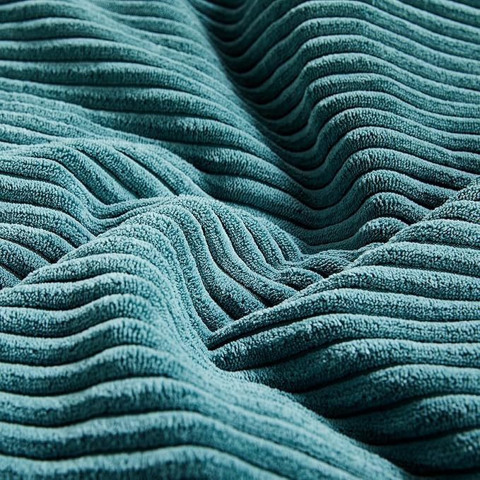 Fancy Homi 2 Packs Teal Decorative Throw Pillow Covers 20x20 Inch for Living Room Couch Bed Sofa, Rustic Farmhouse Boho Home Decor, Soft Corss Corduroy Patchwork Accent Square Cushion Case 50x50 cm