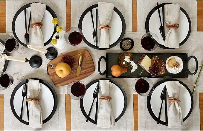 Solino Home Linen Light Natural Table Runner 36 Inches - Classic Hemstitch, 100% Pure Linen Coffee Table Runner 14 x 36 Inch Ideal for Dresser Tables - Fall, Autumn, Halloween, Thanksgiving
