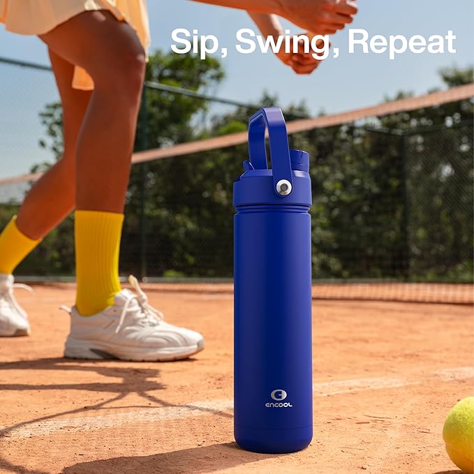Insulated Water Bottle with Straw Stainless Steel Water Bottle, Leak-Proof, BPA-Free, Double Wall Vacuum Keeps Cold for 24 Hours for Sports, Travel, School (18 oz, Royal Blue)