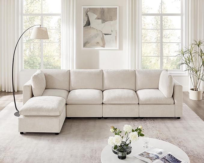Modular Sectional Sofa, Convertible Sofa Couch Modular Sofa with Ottoman, Sectional Sofas for Living Room Small Apartments