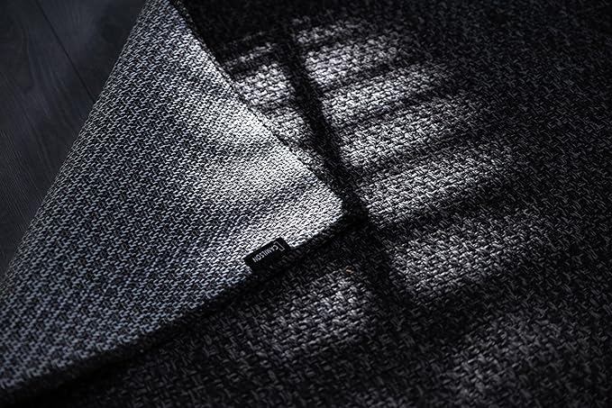 CAMILSON Easy Jute Rug 5x7, Indoor Outdoor Dark Gray Black Farmhouse Area Rugs for Living Room Patio and Kitchen Rug, Solid Boho Woven Design, Easy-Cleaning, Washable Outside Carpet Alfombras (5 x 7)