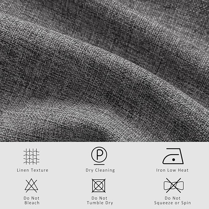 Macochico Extra Wide Full Blackout Linen Curtains for Sliding Door Gray Pinch Pleated Linen Curtains 96 Inches Long for Bedroom Living Room Farmhouse with Tieback 120”Wx96”L 1 Panel