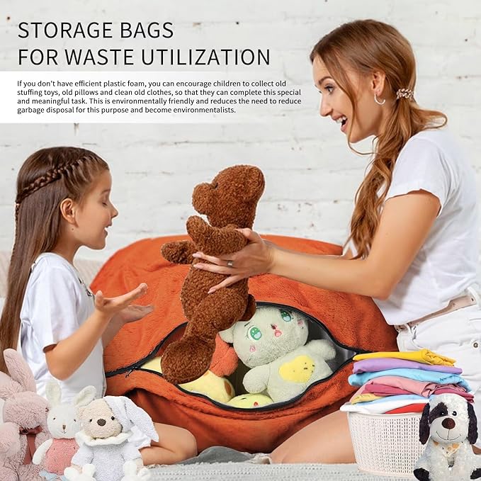 Bean Bag Chair for Adults 5FT,Soft Removable Cover for Teens/Girls Bedroom,Fluffy Giant Round Floor Beanbag Lounger Chairs (No Filler,Orange)
