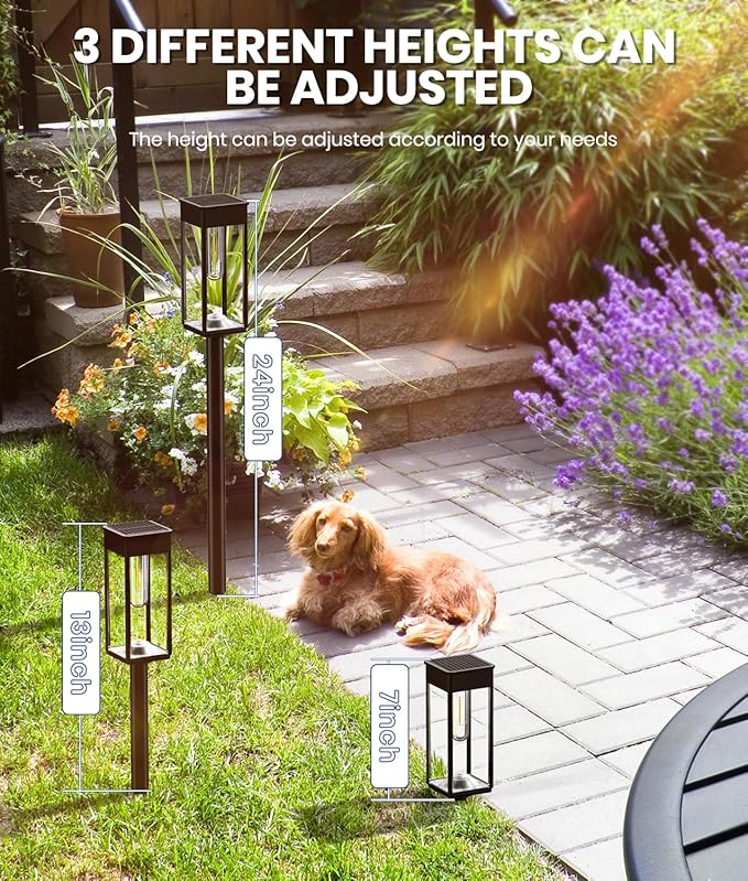 Solar Pathway Lights Outdoor, 2 Pack Solar Garden Lights IP65 Waterproof, Bright Pathway Light Solar Powered for Outside Yard Path Lawn Walkway Driveway Lighting Landscape Decor (Warm White)