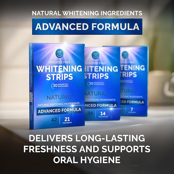 Whitening Strips for Sensitive Teeth 14 Treatments, Mint – Enamel Safe, Peroxide-Free Coconut Teeth Whitening Strips with Natural Enzymes – Gentle White Stips for Sensitive Gums & Daily Oral Care