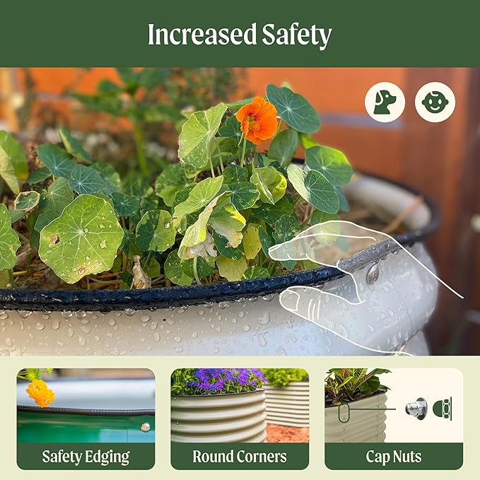 Vego garden 32" Extra Tall Raised Garden Bed Kits, 6 in 1 Modular Raised Planter Box for Vegetables Flowers Fruits Oval Metal Raised Garden, Terra Cotta