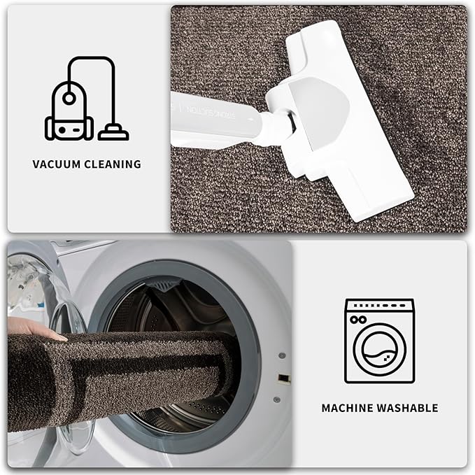 PURRUGS Dirt Trapping Door Mat 24" x 70", Non-Slip/Skid Machine Washable Entryway Rug, Shoes Scraper, Area Rug, Super Absorbent Welcome Mat for Muddy Wet Shoes and Paws, Grayish Brown & Coffee