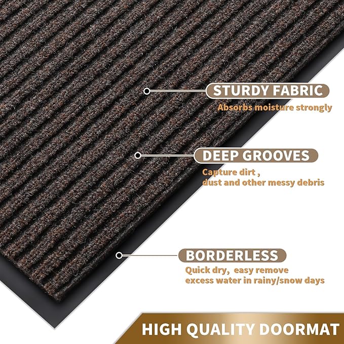 Yimobra Front Door Mat Outdoor Indoor Entrance, 100% Waterproof All-Season All Weather Doormat, Welcome Matt Outside Entry, Non Slip, Low Profile, Heavy Duty Patio Porch Floor Mats,47 x 32