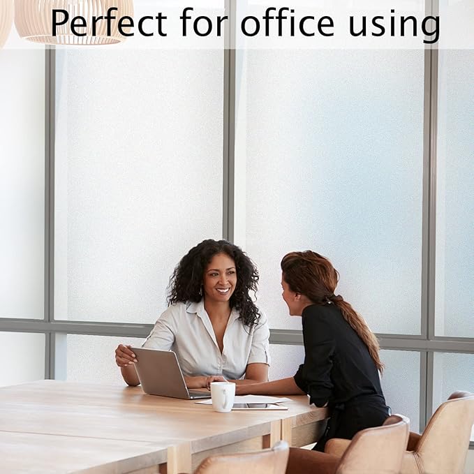 HIDBEA Frosted Window Privacy Film Heat Control UV Blocking, Static Cling Non-Adhesive Reusable Door coverings for Bathroom Home Office (Frosted 29.5 Inch x 13.1 Feet)