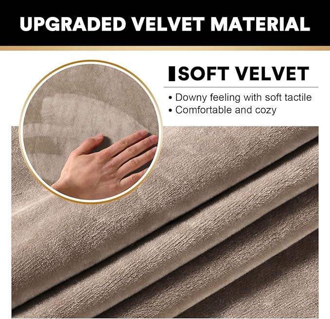 PrinceDeco Sectional Couch Covers 4 Pieces Couch Covers for Sofa Velvet Separate Couch Cover L Shape for Left/Right Chaise(3 Seater + 1 Chaise,Taupe)
