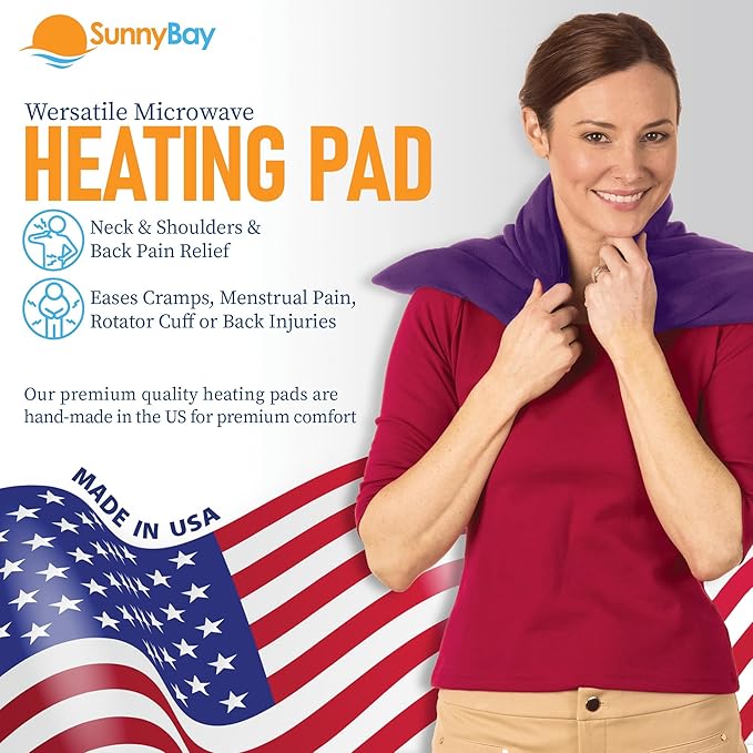 SunnyBay Extra Large Microwave Heating Pad, Microwavable Heavy Weighted Full Body Moist Cold Pack and Washable Fleece Cover, 10x24 Inches, FSA HSA Eligible, 2.8 lbs, Made in USA, Purple