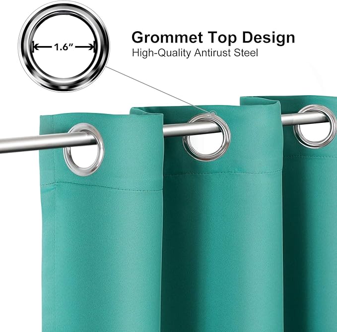 ChrisDowa Small Kitchen Valances for Windows - Grommet Short Thermal Insulated Room Darkening Window Valances Curtains for Living Room (2 Panels, Teal, 42 x 18 Inch)