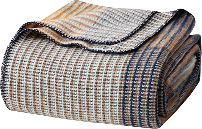 YOUR MOON Pure Merino Wool Queen Size Bed Blanket, 100% Australian Natural Wool, Washable, Hypoallergenic - Non-Itchy (Brownish Blue, 90 * 90)