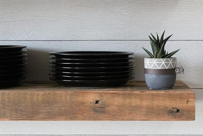 Urban Legacy Reclaimed Barn Joist Deep Floating Shelves | Deep Shelves with Low Profile Shelf Bracket with High Weight Capacity, Set of 2 (36" x 11" x 2.5", Natural)