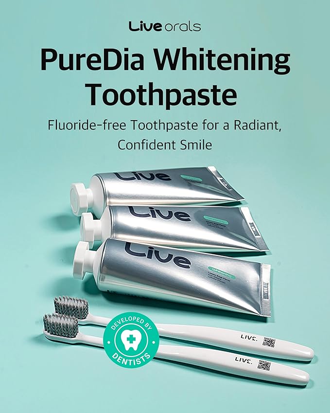 Live Orals Whitening Toothpaste 80g - Fluoride-Free Stain Removal, Strengthens Enamel, Natural Ingredients, Fresh Mint Flavor