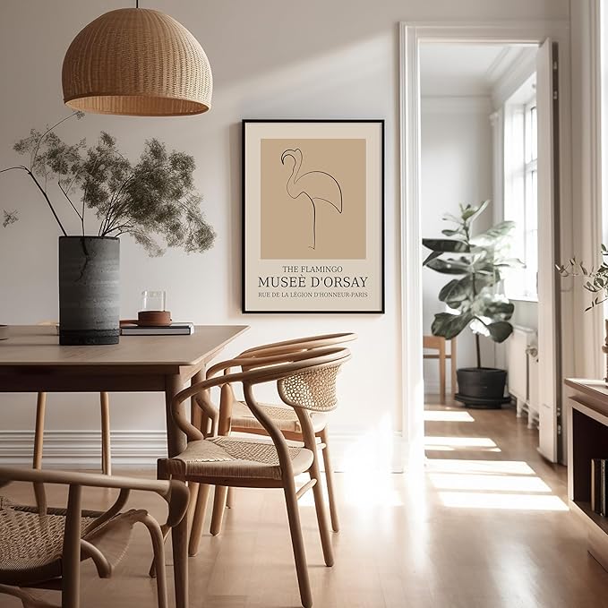 Poster Master Vintage Poster - Retro Minimalist Print - Gift for Artist, Housewarming - Flamingo, Line Drawing, Sketch, Abstract - Wall Decor for Living Room, Bedroom, 18x24 Unframed Wall Art