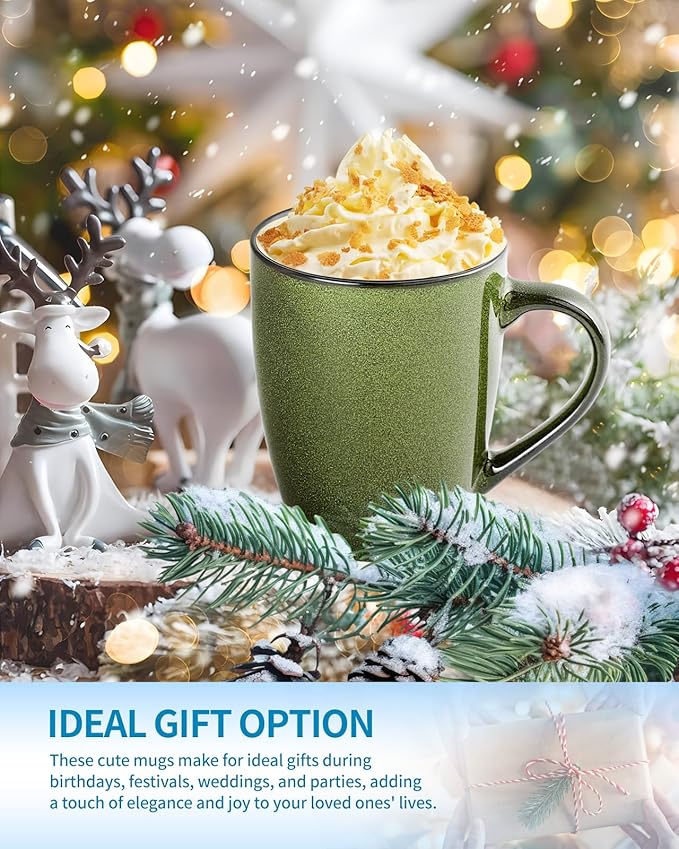 Ceramic Mugs 12oz,Large Ceramic Coffee Cups for Men, Women, Dad, Mom, Modern Coffee Mugs With Handle For Tea,Latte,Cappuccino,Cocoa. (green and blue 4pack)