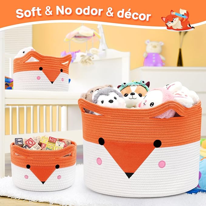Large Baby Basket Toy Storage 3 Pack, (20"x13.8") Woven Baby Laundry Basket Blanket Basket, Stuffed Animal Storage, Baby Gift Basket Empty, Toy Basket for Kids, Dog, Cat.