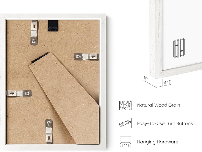 HAUS AND HUES 6x8 White Oak Wooden Picture Frame - Set of 3 6x8 Poster Frame - Premium Oak, Vertical Hang, Shatterproof Plexiglass - Ideal for Home, Room, Office (6x8-inch, White, Set of 3)