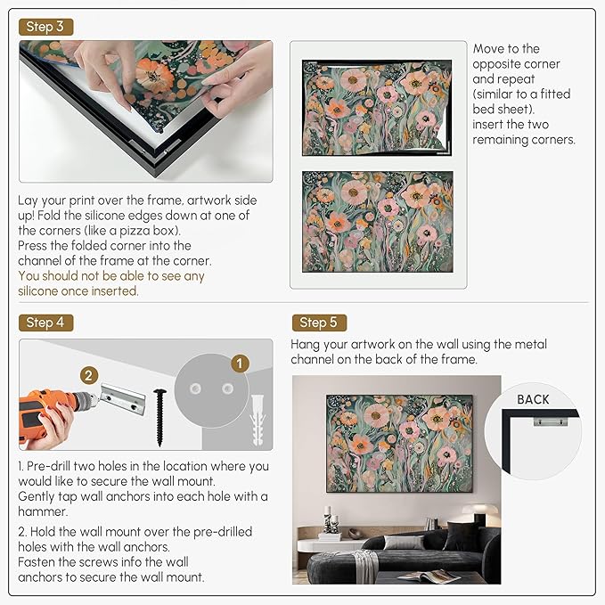 SIGNWIN 46"x72" Extra Large Framed Wall Art Whimsical Garden Bloom, Colorful Abstract Floral for Home Living Room Bedroom Decor (Frame Assembly Required)