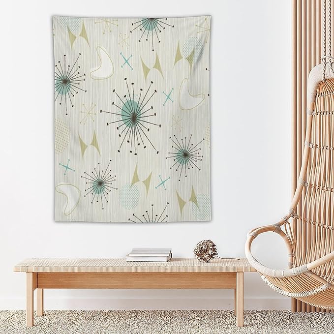 ICMOLYYENLO Boho Medieval Cat Tapestry, Abstract Atomic Starburst Geometric Aesthetic Art Wall Hanging For Bedroom Living Room Dormitory 60x60 Inches