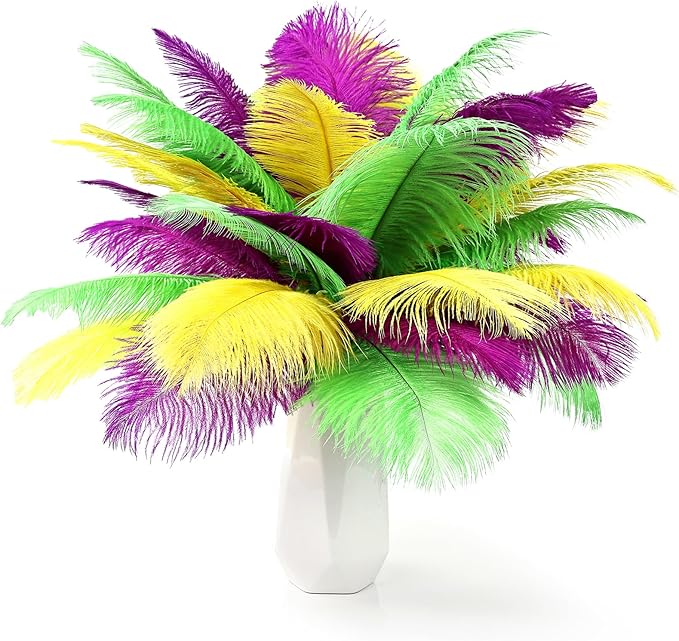 THARAHT Light Yellow Ostrich Feathers 12pcs Natural Bulk 8-10Inch 20cm-25cm for Wedding Party Centerpieces Easter Gatsbi and Home Decoration Feathers