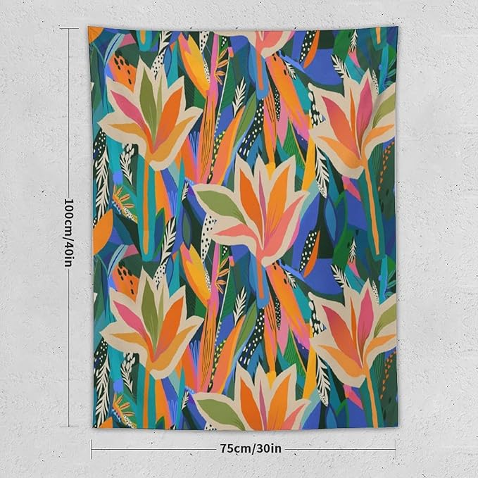 ICMOLYYENLO Boho Green Leaves Tapestry, Mid Century Abstract Tropical Palm Leaves Modern Minimalist Geometric Wall Hanging, Neutral Home Decor Art for Living Room Bedroom Dorm 30x40 Inch