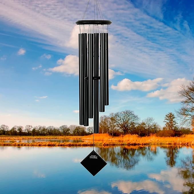 Woodstock Chimes Pluto Wind Chime for Outside 37" Black Wood Medium Tone Sound for Outdoor Garden, Patio, Porch Decor Gifts, Encore Collection, DCKK37