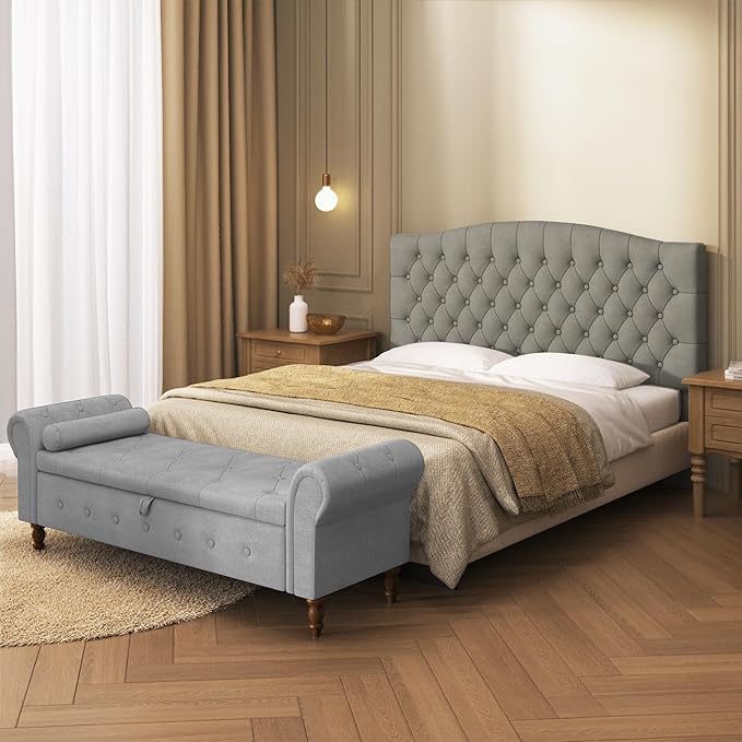 Velvet Upholstered Headboard Queen/Full Size Latest Model Wall Mount, Bed Frame Mount, Featuring High-Density Sponge Padding, Luxury Texture Easy Assembly Comfort and Style-Taupe