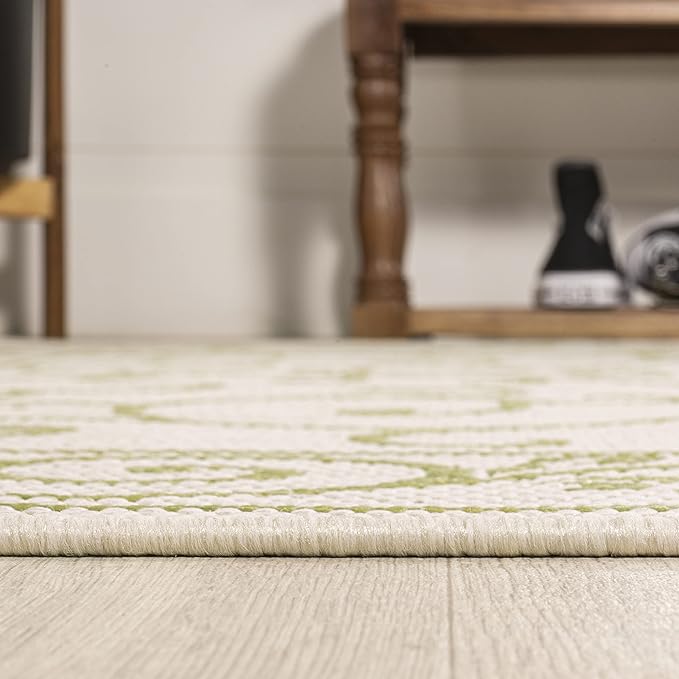 JONATHAN Y Vintage Filigree Indoor Outdoor Area Rug 9X12 Cream/Green, Charleston Textured Weave for Backyard, Patio, Porch, Easy-Cleaning, High Traffic, Pet-Friendly, Non-Shedding (SMB106I-9)