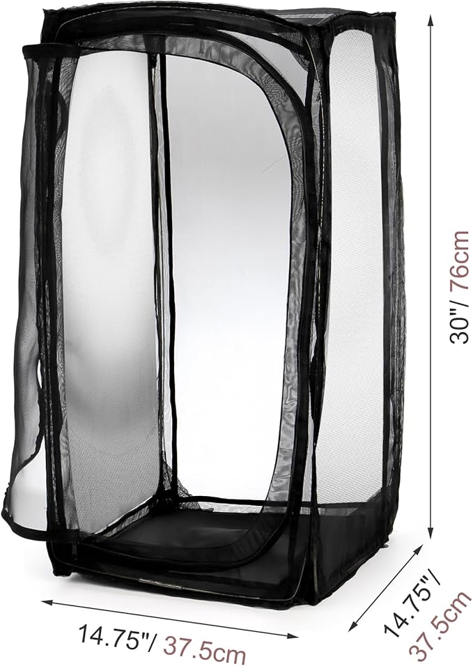 Kingrol 30-Inch Butterfly Habitat Cage, Large Pop-Up Mesh Terrarium with Zipper Opening, Portable & Collapsible Insect Enclosure for Caterpillars & Monarch Butterflies