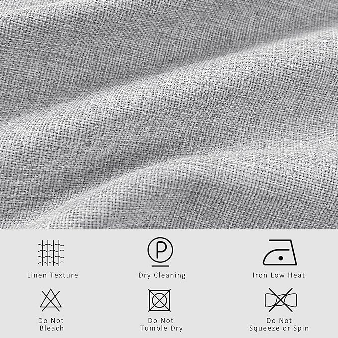 Macochico 52”Wx96”L 100% Blackout Curtains for Bedroom Living Room Nursery Silver Grey Pinch Pleated Linen Curtains Farmhouse Burlap Drapes Thermal Window Panels with Hooks and Tieback 1 Panel