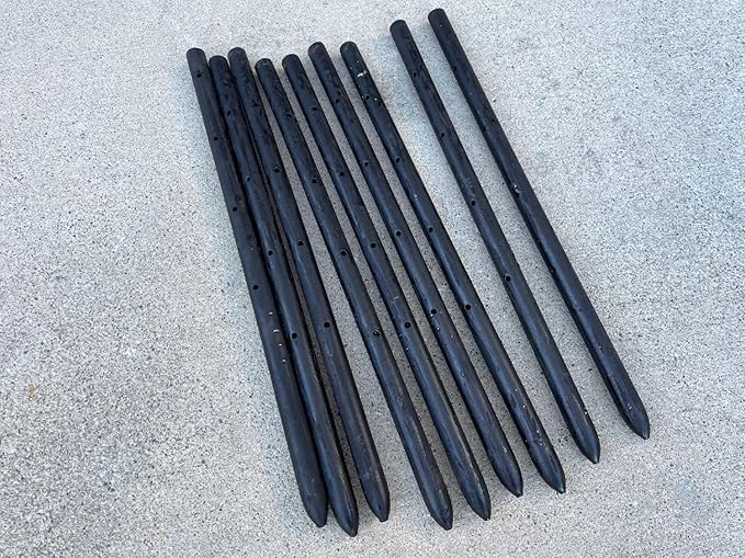 Sandbaggy Round Steel Concrete Form Stakes with Nail Holes - Rust Resistant Coating - Removable, Reusable (5, 3/4 in X 18 in)