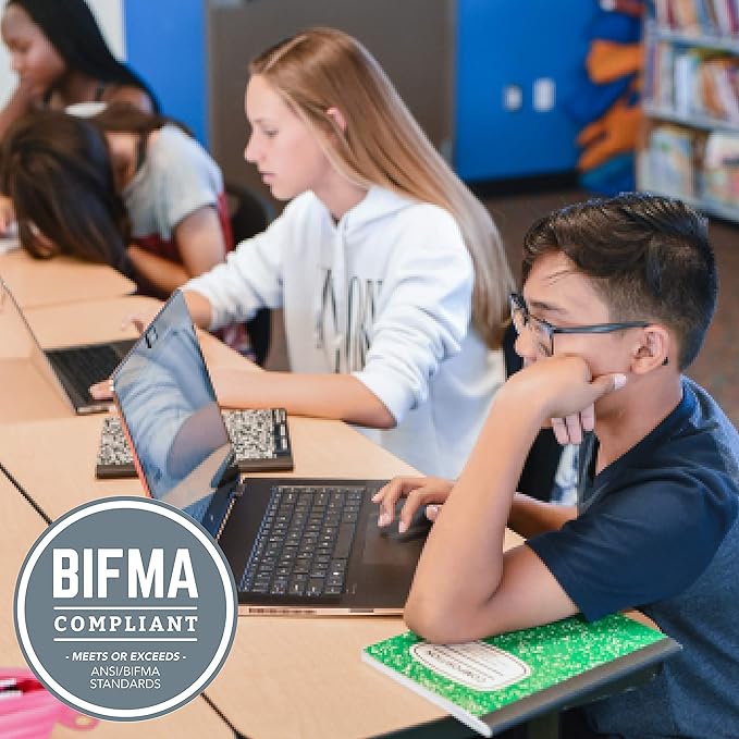 FDP Rectangle Activity School and Classroom Kids Table (36 x 72 inch), Toddler Legs, Adjustable Height 15-24 inches - Maple Top and Black Edge