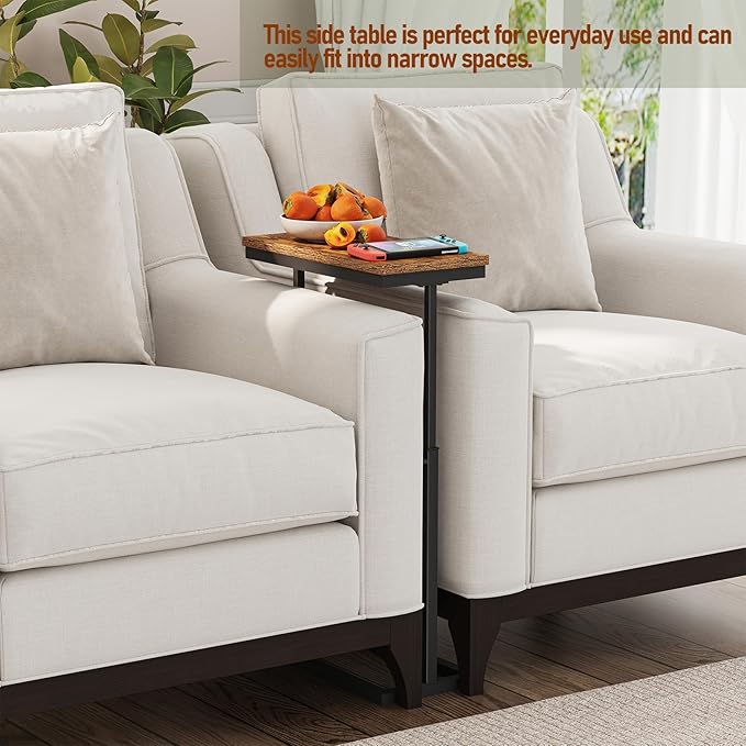 TUTOTAK End Table, Side Table, Tall Couch Table, Sofa Table, Living Room, Bedroom, Brown TB01BB083