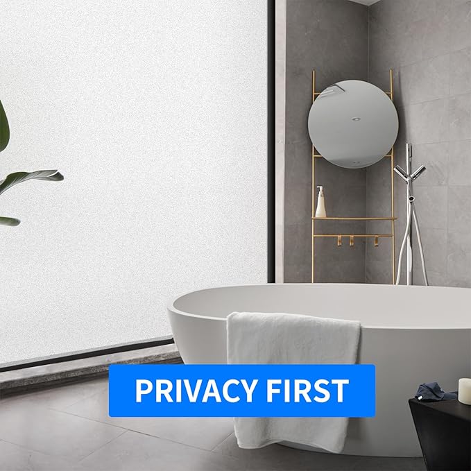 Window Privacy Film with Installation Tools, Static Cling, Anti UV, Heat Control, Ideal for Home Shower Office Glass Door (White Frosted, 17.5X78.7Inch)