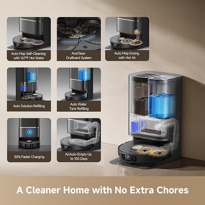 DREAME L50 Ultra Robot Vacuum and Mop Black with Auto-Empty and Mop Self-Cleaning, Precise Obstacle Avoidance, 19,500Pa Suction, HyperStream Detangling DuoBrush