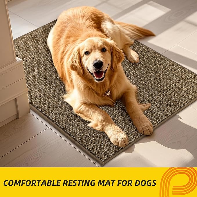 JSEI Dirt Trapper Door Mat 32"x48" Non-Slip Washable Entrance Mat, Dog Doormats, Absorbent & Fade-Resistant Floor Mats, Low Profile Welcome Mats for Entryway, Front Door, and Inside Entrance, Brown