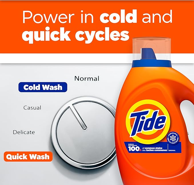 Tide Laundry Detergent Liquid, Original Scent, HE Compatible, 100 Loads, 132 fl oz, Tide Laundry Detergent, Liquid Laundry Detergent (Packaging May Vary)