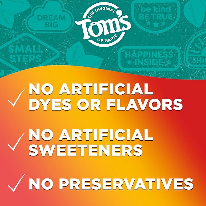 Tom's of Maine Anticavity Kids Natural Toothpaste Variety Pack, Strawberry, Orange Mango, Watermelon Flavors, Kids Toothpaste with Fluoride, Safe for Ages 2 and Up, 5.1 oz (Pack of 3)