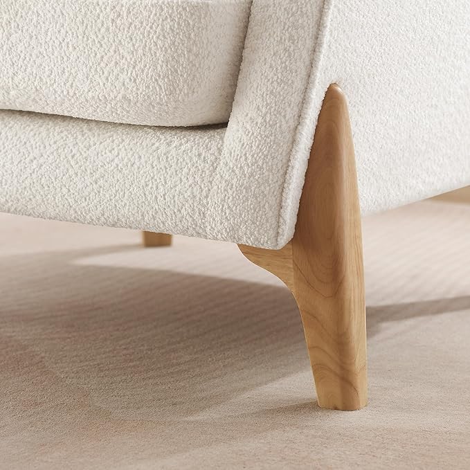 Accent Chair 31" Oversized Reading Chair Comfy Upholstered Boucle Lounge Armchair, Modern Living Room Chair with Back Pillow,Single Sofa Chair for Bedroom, Office (Beige)