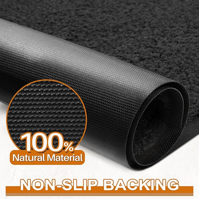 Mibao Dirt Trapper Door Mat for Indoor Outdoor, Waterproof All-Season, All-Weather Doormat, Heavy Duty Non-Slip Entrance Rug, Low Profile Absorbent Entrance Mat Carpet, 60" x 36", Black