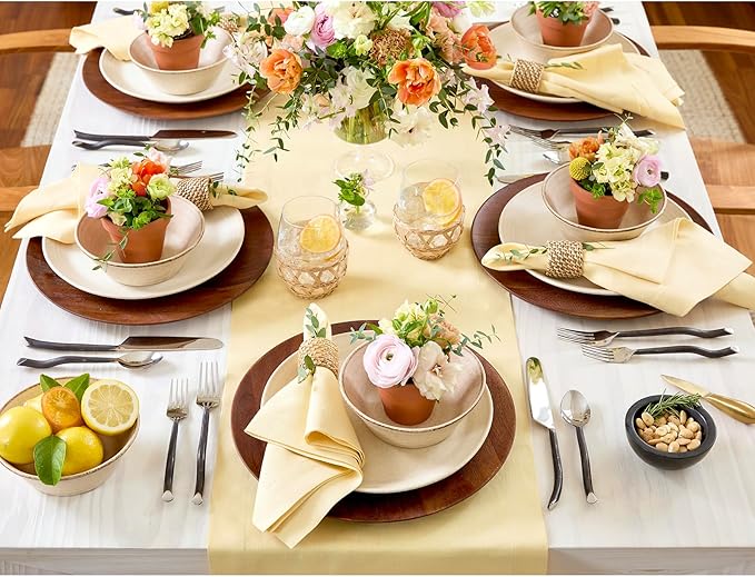 Solino Home Linen Table Runner 36 Inches - 100% Pure Linen Golden Straw Table Runner 14 x 36 Inch Ideal for Dresser and Coffee Tables - Fall, Autumn, Thanksgiving - Fete
