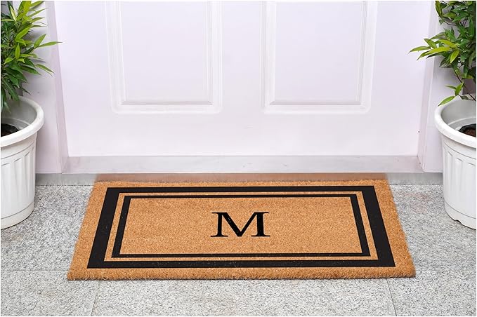 Calloway Mills 152962436M Black Border 24" x 36" Monogram Doormat, (Letter M)