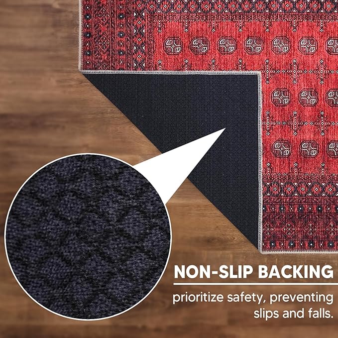 Keen Home Design 10x14 Rug - Machine Washable Area Rug with Non-Slip Backing, Ideal for Living Room, Dining Room, Bedroom - Vintage, Easy Clean, Durable, Low Pile Rug - (9'7" x 14')