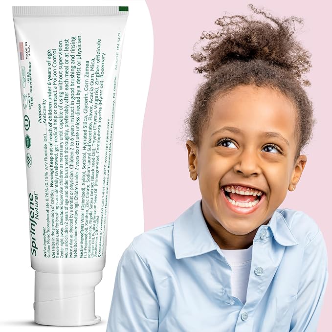 SprinJene Natural Kids Toothpaste, Bubblegum | Natural Children’s Toothpaste for Cavity Protection | Fluoride Toothpaste for Toddlers | 1 Pack