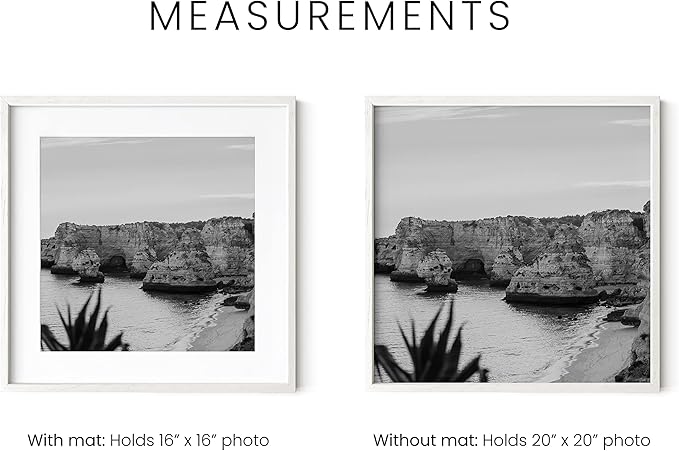 HAUS AND HUES Square Picture Frames - Set of 15, 20x20 White Oak Frames with Mat for Gallery Wall