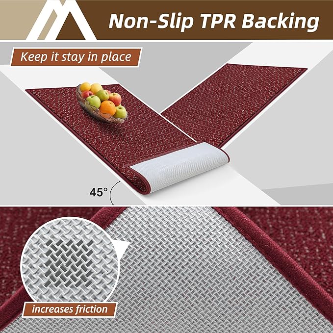 COSY HOMEER-Door-Mat 20" x 32" Non Slip Absorbent Entryway Rugs Dirt Trapper Doormats Washable Entrance Mats Low Pile Welcome Floor Mat for Front Back Door and Entry Mats,Red